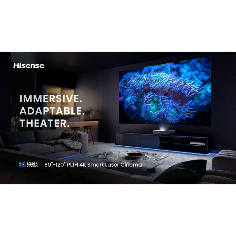 Лазерный УКФ проектор HISENSE PL1H с экраном KAUBER FRAME CLR 110"